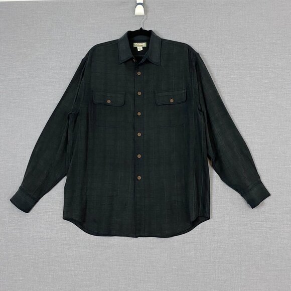 Tommy Bahama Silk Button Up Sz Medium Dark Grey Wooden Buttons - Picture 1 of 9